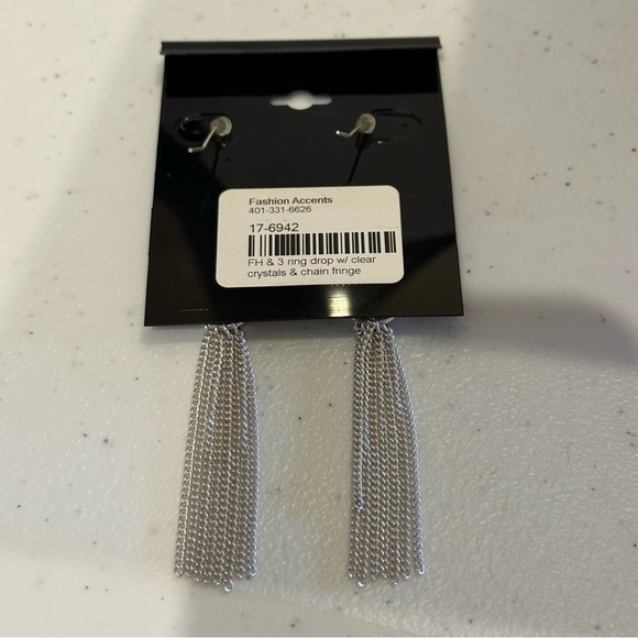 NWT 2 Pair of Fashion Accents Earrings silver tone fish hook dangles - Picture 11 of 11